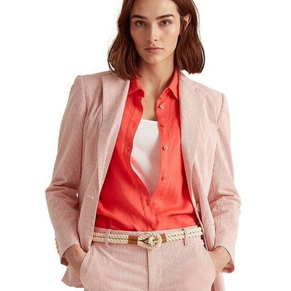 Ralph Lauren Jackets & Blazers - NWT Lauren Ralph Lauren Women menswear-inspired blazer hibiscus/white stripe